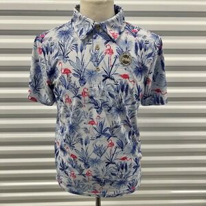 Scales Polo Shirt Mens Small Flamingo Print Performance Stretch Golf Activewear